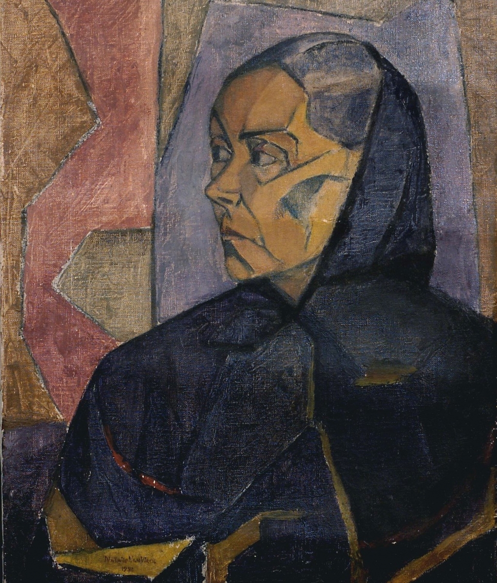 Old Woman in Black Shawl Facing Left, Mediterranean, Oil on canvas            