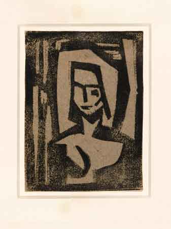 Abstract Nude Torso. Woodcut on gray paper, 3-3/4 x 2-3/4 in., ca. 1922                           